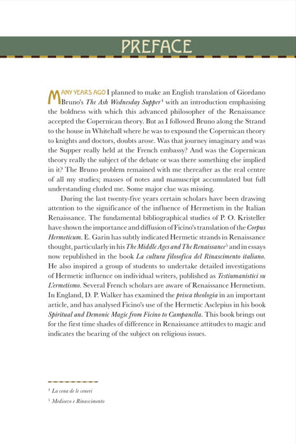 Giordano Bruno and The Hermetic Tradition by Frances A. Yates