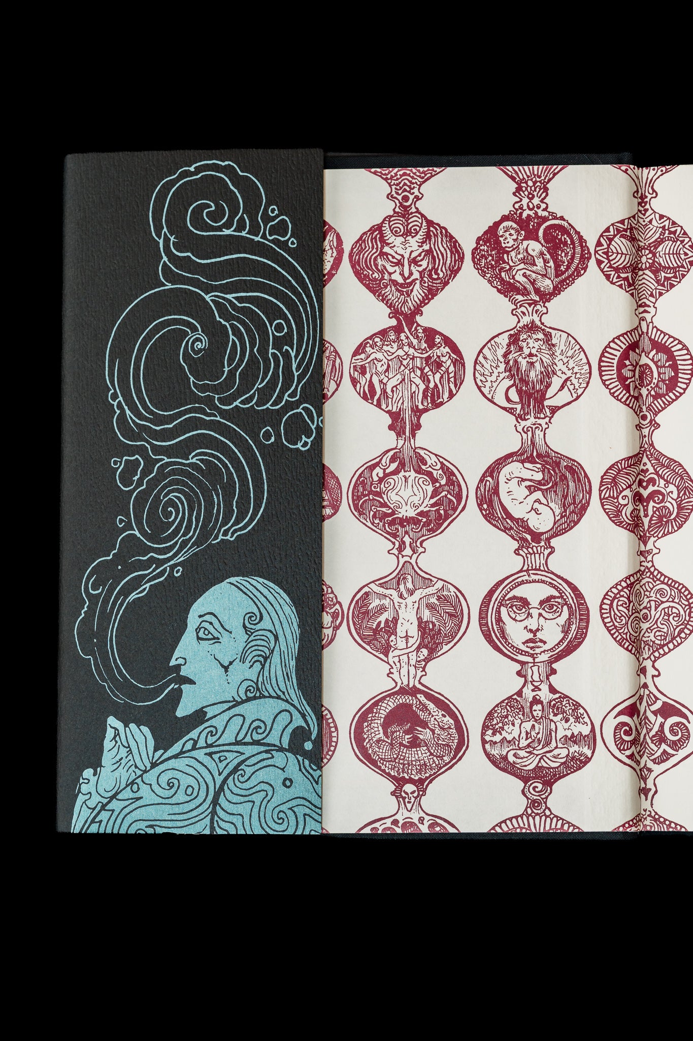 Hand-drawn endpapers for Gallowglass Books Confessions of an English Opium Eater Hamilton Morris